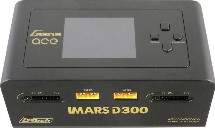 Actual product image Gens Ace IMARS D300 G-Tech Channel AC/DC 300W/700W RC Battery Charger-EU Black
