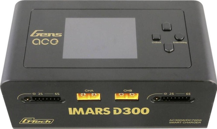 Gens Ace IMARS D300 G-Tech Channel AC/DC 300W/700W RC Battery Charger-EU Black