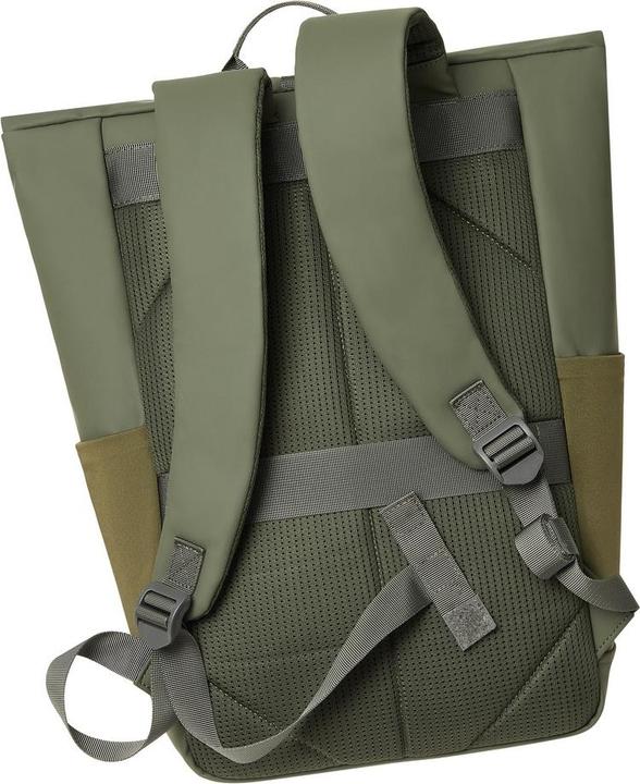 Actual product image Rivacase Rolltop Eco Waterproof RPET PU Leather Backpack for Men and Women, Olive Green (17 l)