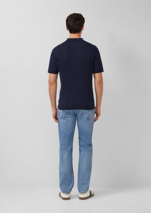 Produktbild s.Oliver Strickpullover Geripptes Strick-Polo aus Baumwolle mit Reissverschluss (M)