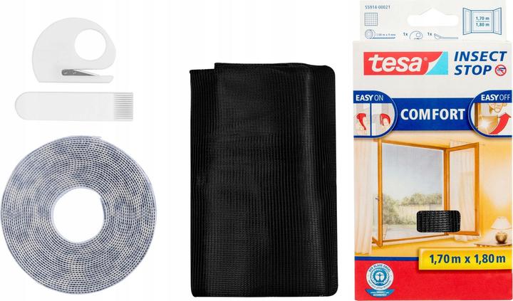 Immagine prodotto tesa Zanzariera COMFORT per finestre, con nastro velcro, autoadesiva, senza forare (170 x 180 cm)