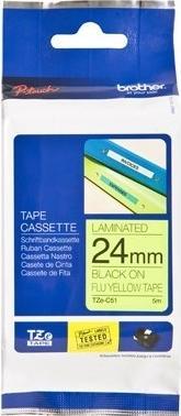 Productafbeelding Brother TZC51 Gelamineerde tape (2.40 cm, Geel, Zwart)