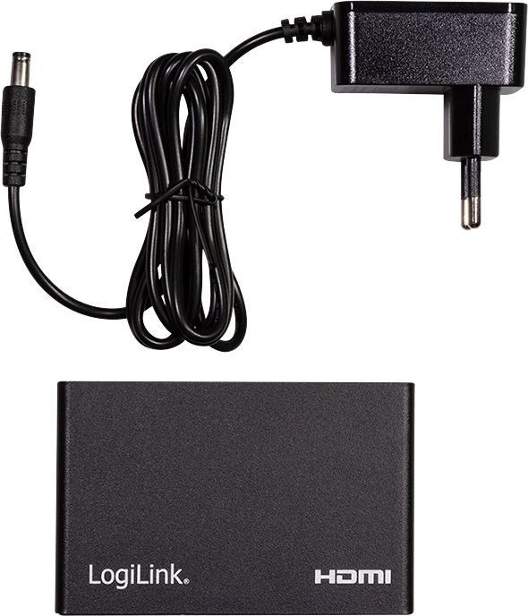 Actual product image LogiLink HD0038 HDMI Splitter 1x4-Port, 4K/60 Hz, HDCP, EDID, HDR, CEC, downscaler