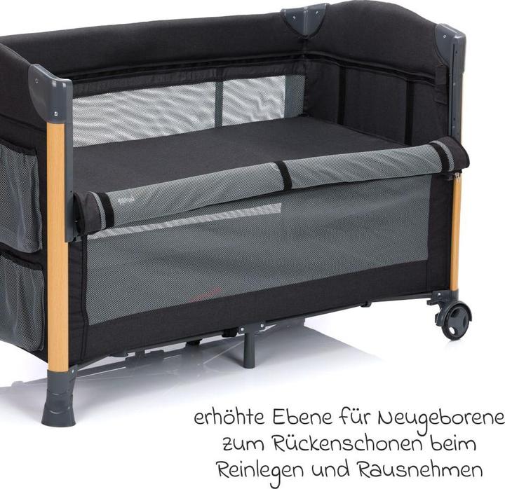 Image du produit Fillikid Lit d'appoint de voyage Cadiz noir avec finition bois (60 x 120 cm)