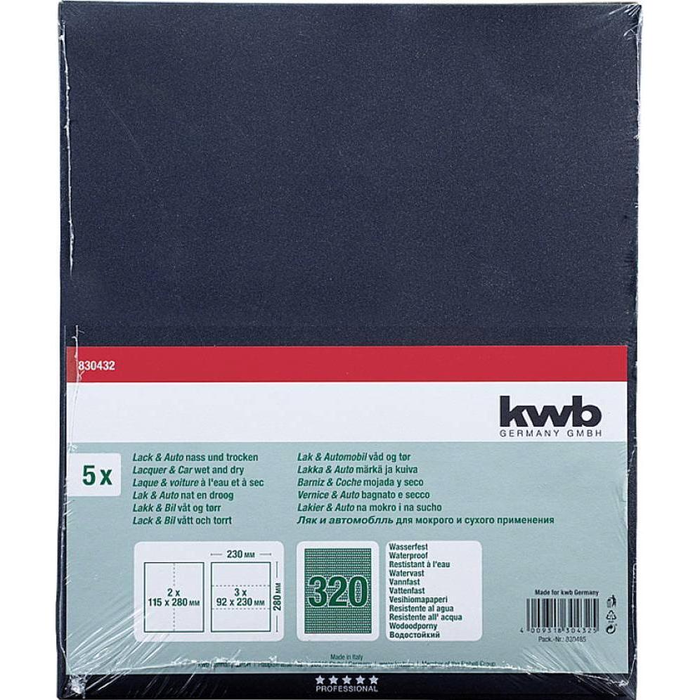 kwb, Schleifmittel, Schleifbogen Wasserfest K 320, 5 Stk. (320)
