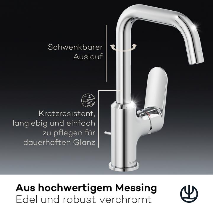Image du produit Kludi X1 Mitigeur de lavabo avec commande latérale, avec vidage