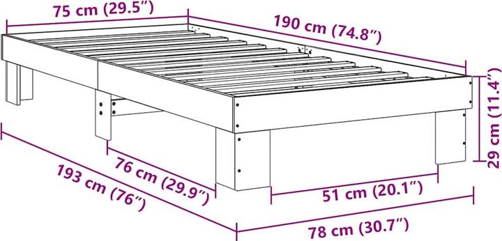 Produktbild vidaXL Bettgestell (75 x 190 cm)