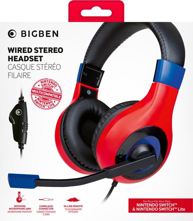 Produktbild Bigben Cuffie Stereo Gaming V1 Bicolor Mario Blu/Rosso Switch (Kabelgebunden)