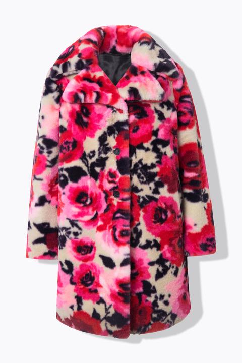 Actual product image Miamoda Plush coat with rose print