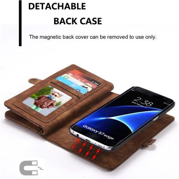 Thumbnail - Caseme Leder Portemonnaie mit Plastik Hülle (Samsung Galaxy S7 Edge), Smartphone Hülle, Braun