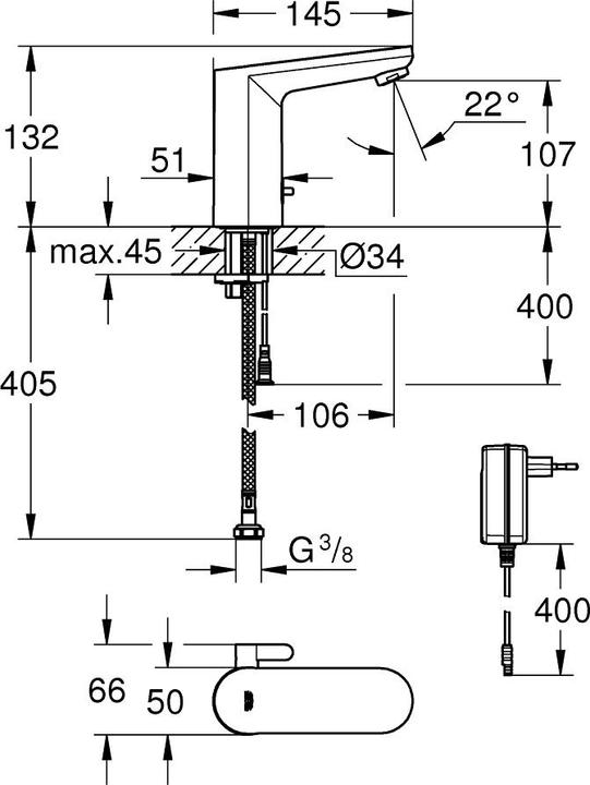 Produktbild Grohe Infrarot-Elektronik EUROSMART CE M-Size, Mischung, 230 V chrom