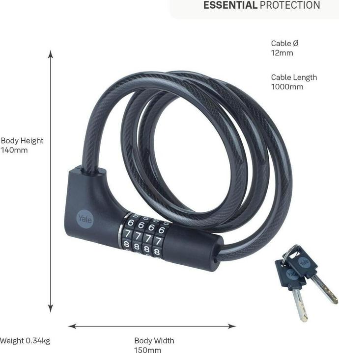 Produktbild Yale Essential Security Combination & Key Cable Lock (100 cm)
