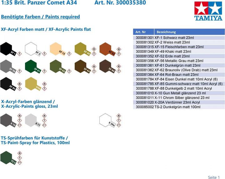 Actual product image Tamiya 1/35 British Cruiser Tank A34 Comet