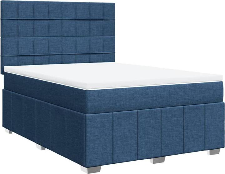 Produktbild vidaXL Boxspringbett Doppelbett Polsterbett Bett Matratze Blau 160x200cm Stoff (160 x 200 cm)
