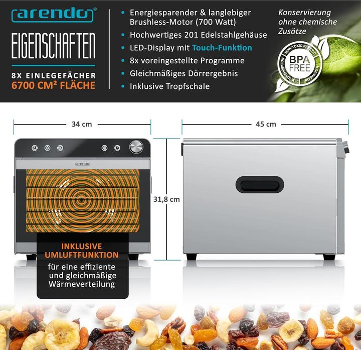 Produktbild Arendo Dörrautomat mit 8 Etagen