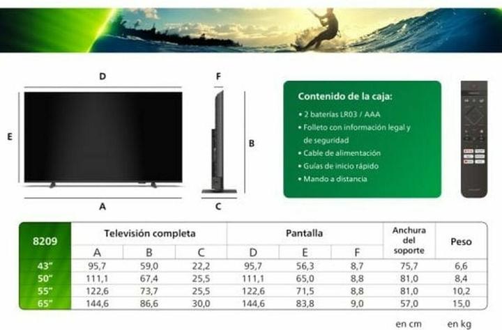 Image du produit Philips TV Set||50"|4K/Smart|3840x2160|Wireless LAN|Bluetooth|Titan OS|50PUS8209/12 (50", QLED, 4K)