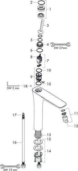 Produktbild hansgrohe HG EH-WT-MI 200 PURA VIDA DN 15 m PO Ablaufgarnitur 1 1/4Zoll chro