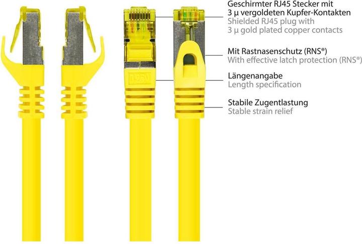 Produktbild Varia SO-34546 - Patchkabel Cat.7, S/FTP, 0.25m, gelb (S/FTP, CAT6, 0.25 m)