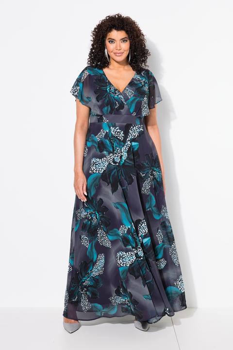 Produktbild Ulla Popken Maxikleid, Gürtel, V-Ausschnitt, Flügel-Halbarm (42, 44)
