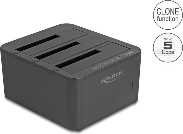 Produktbild Delock USB Dockingstation für 3 x SATA HDD / SSD mit 1:2 Klon Funktion