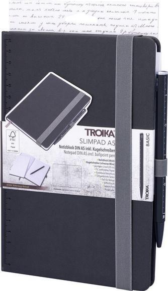 Actual product image Troika SLIMPAD A5 Bloc-notes DIN A5 incl. stylo-bille, noir (A5, Special ruling, Hardcover)
