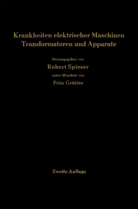 Produktbild Krankheiten elektrischer Maschinen Transformatoren und Apparate (Deutsch, 2012)