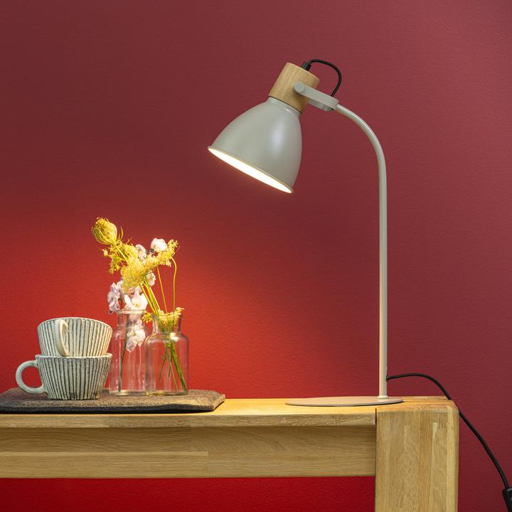 Actual product image Brilliant Erena Table Lamp 52cm taupe metal/wood cord intermediate switch 1x A (E27)