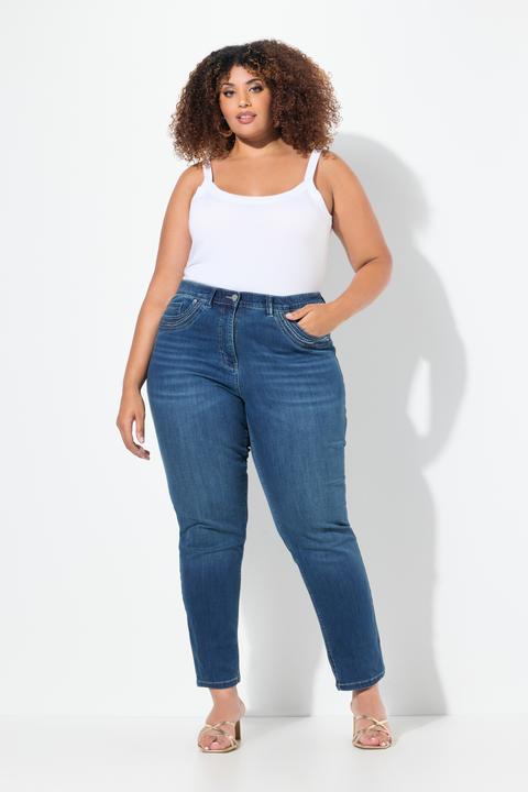 Image du produit Ulla Popken Jean Mom jambe large, rivets fantaisie et taille confortable (62)