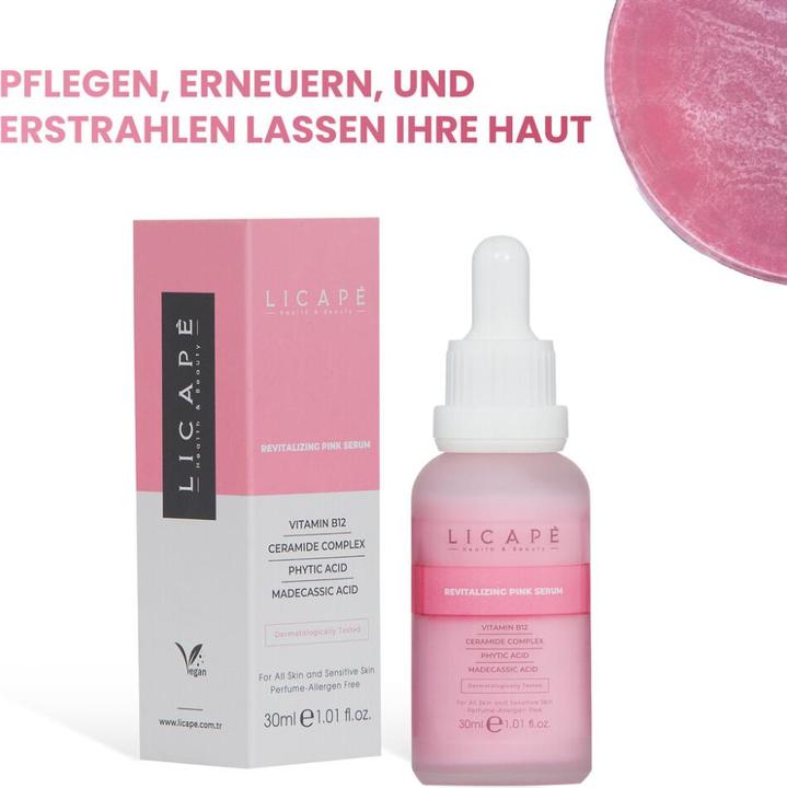 Produktbild Licape | Feuchtigkeitsspendendes Serum 30 ml | B12 Rosa Serum | Anti-Aging (30 ml)