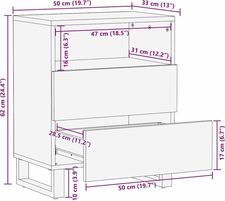 Actual product image vidaXL Nachttisch (50 x 33 x 60 cm)