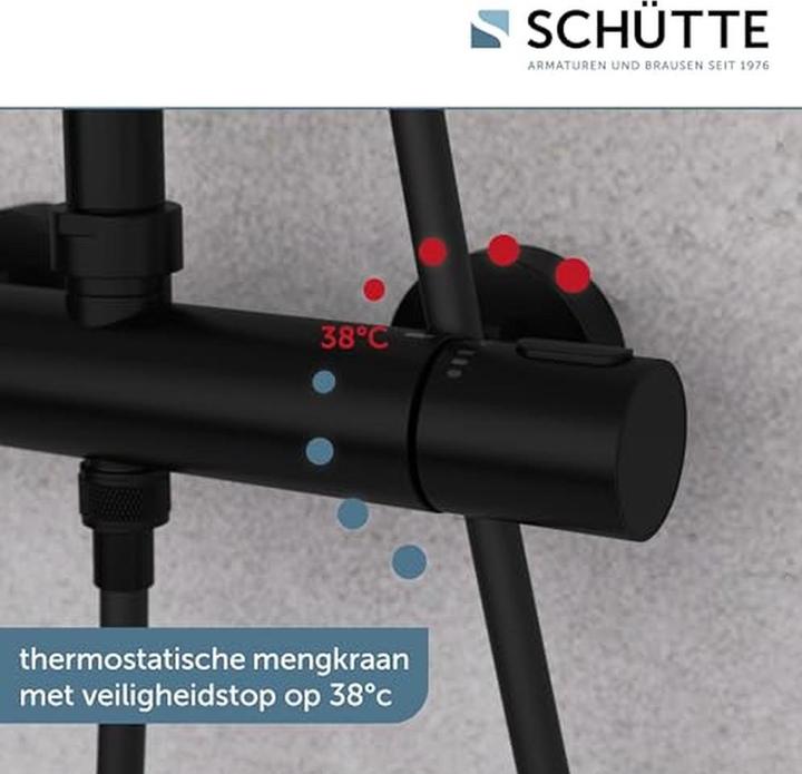 Produktbild Schütte Schãoette Aquäduktkopf -Duschset - mit thermostatischen Mixer - Matt Black (60074)