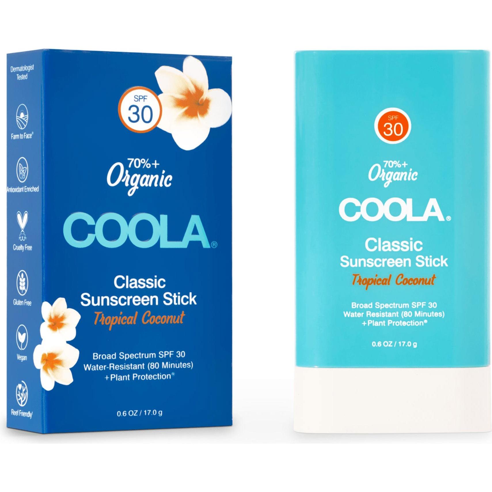 Coola Suncare, Crema solare, Classic Stick Tropical Coconut (Crema solare viso, Stick solare, SPF 30, 17 ml, 17 g)