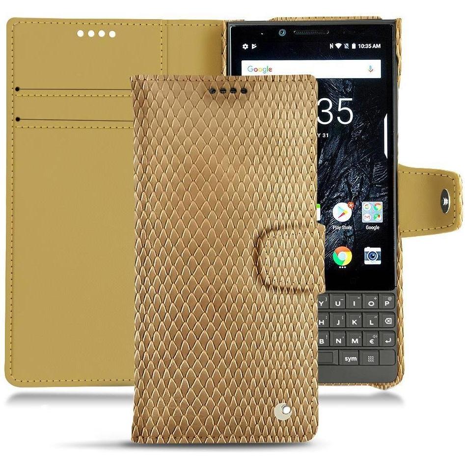 Noreve Lederschutzhülle Wallet (Blackberry KEY2), Smartphone Hülle, Beige