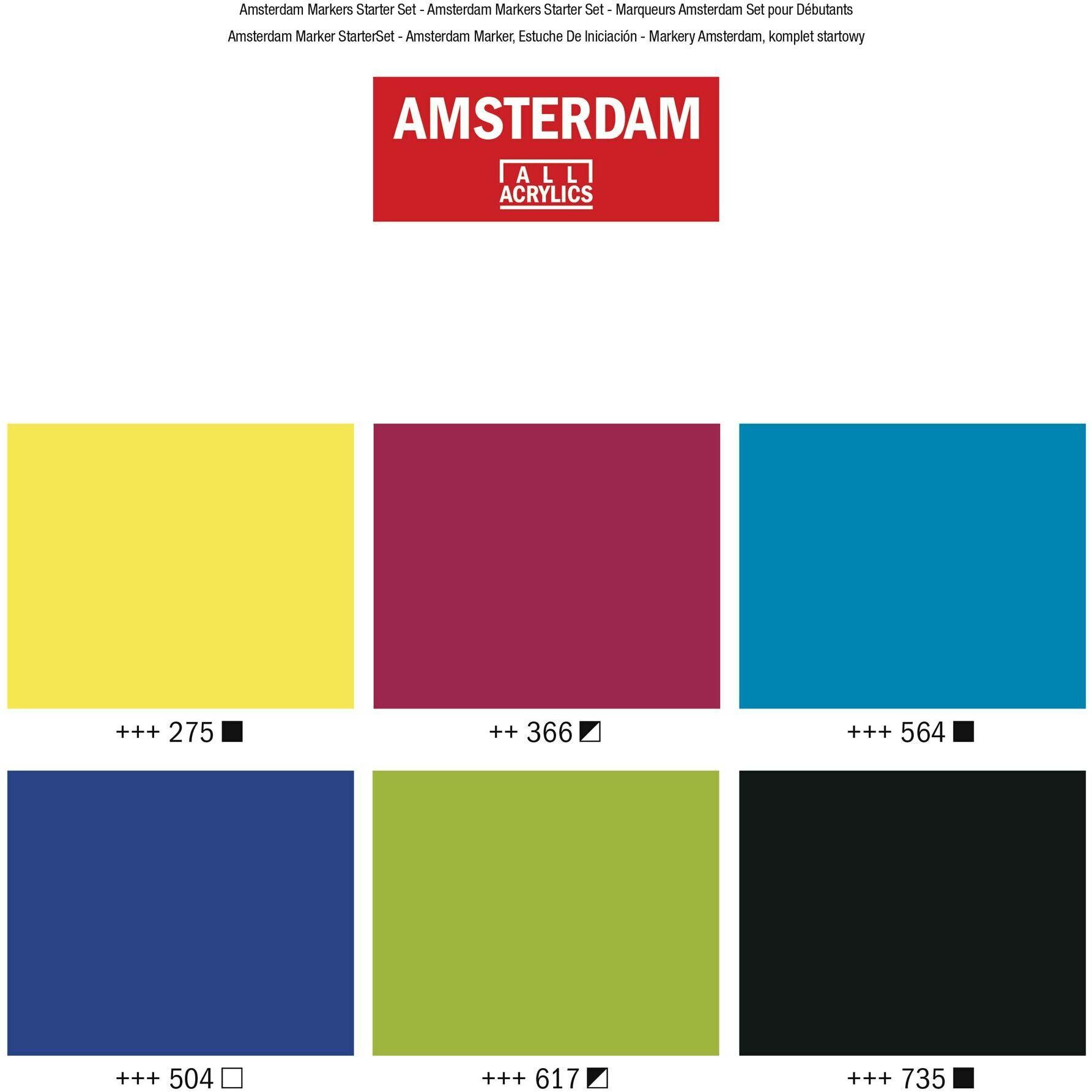 Thumbnail - Amsterdam, Marker, Marker Basicset 6 Farben (Sortiert, 4 mm, 6 x)