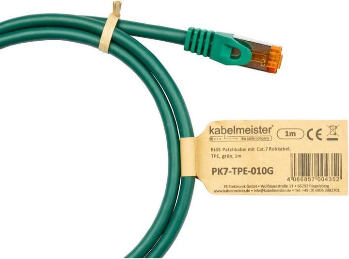 Produktbild Varia RJ45 Cat.7 Patchkabel grün 0,25m mit flexiblem TPE-Mantel (S/FTP, CAT7, 0.25 m)