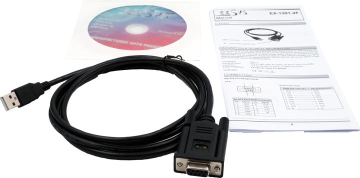 Produktbild Exsys EX-1301-2F - USB zu 1 x RS232 mit Buchsen Anschluss 9 Pin