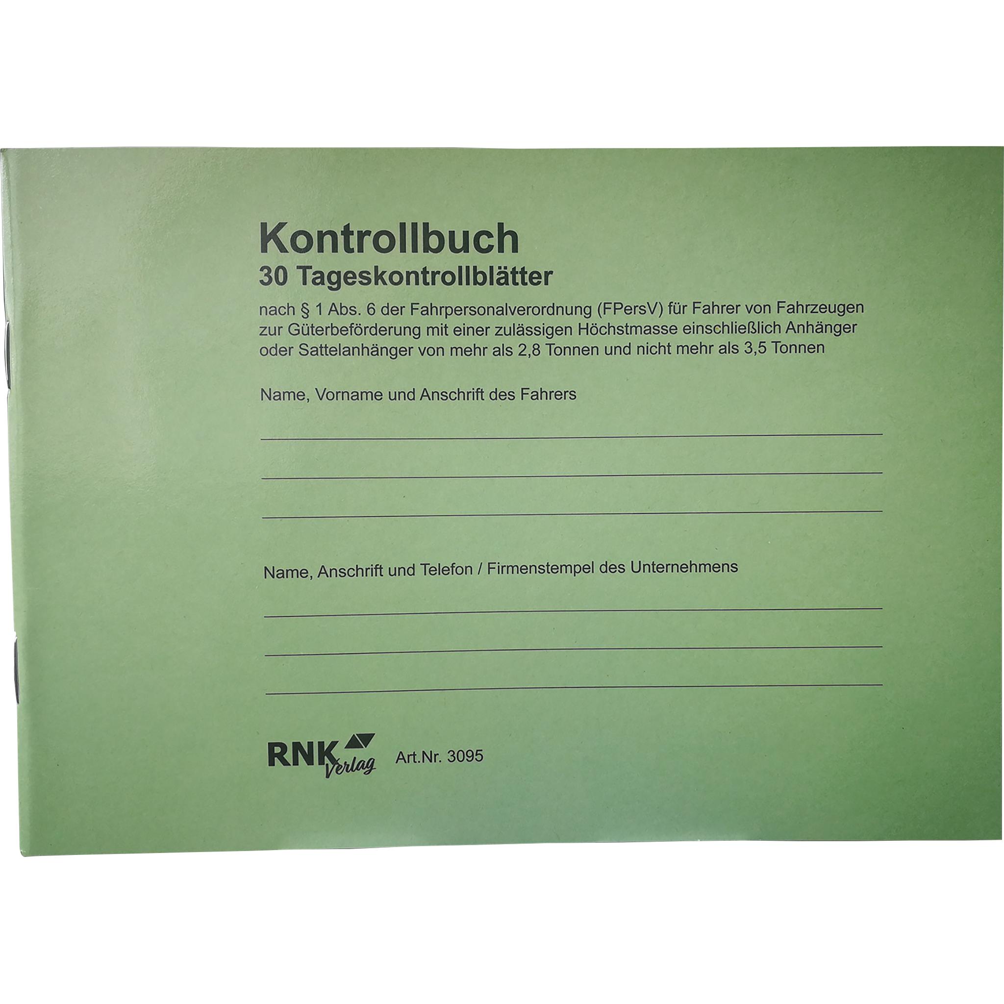 Thumbnail - Rnk, Formular, Fahrtenbuch - Kontrollbuch (nach § 1 vormals § 6 Abs. 6 FPersV) A 5 quer, 32 Blatt (32 x)