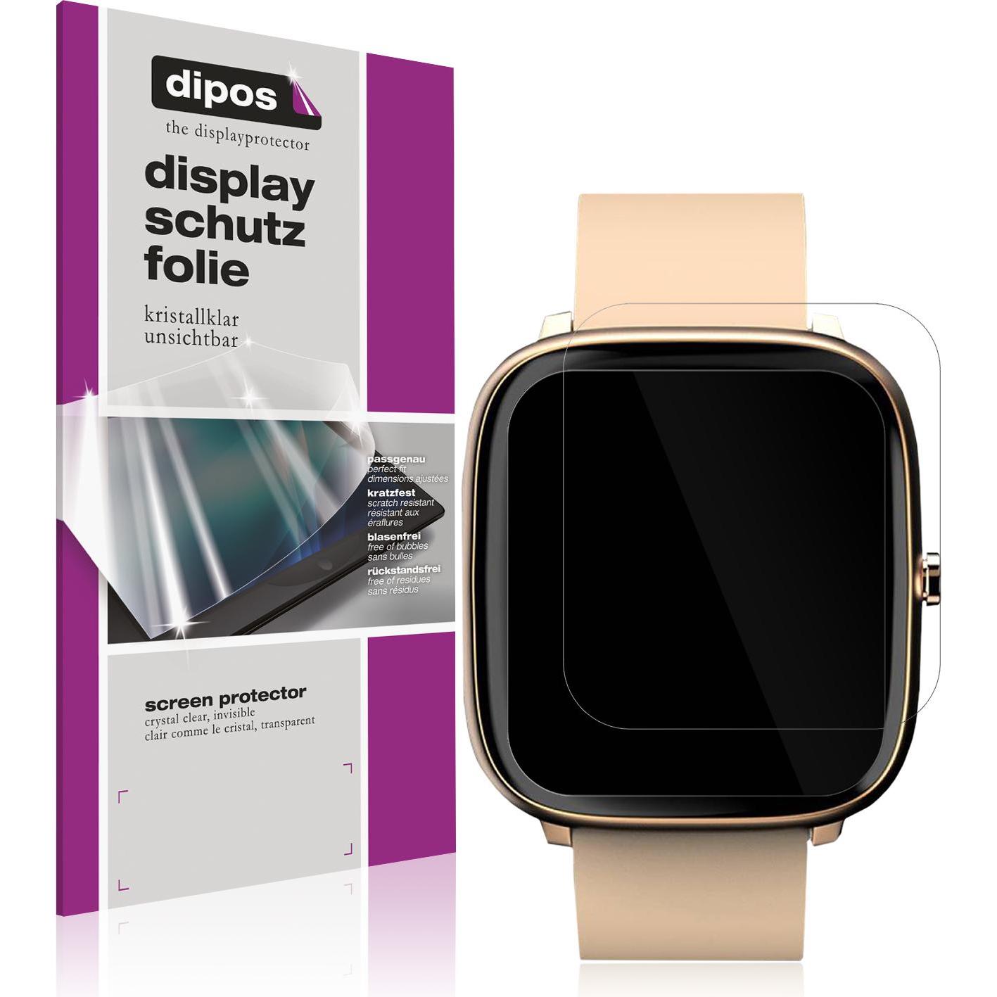 Dipos Displayschutzfolie Crystalclear, Smartwatch Schutzfolie, Transparent