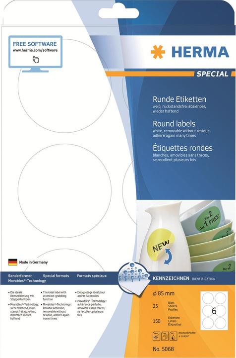 Actual product image HERMA A4 removable labels