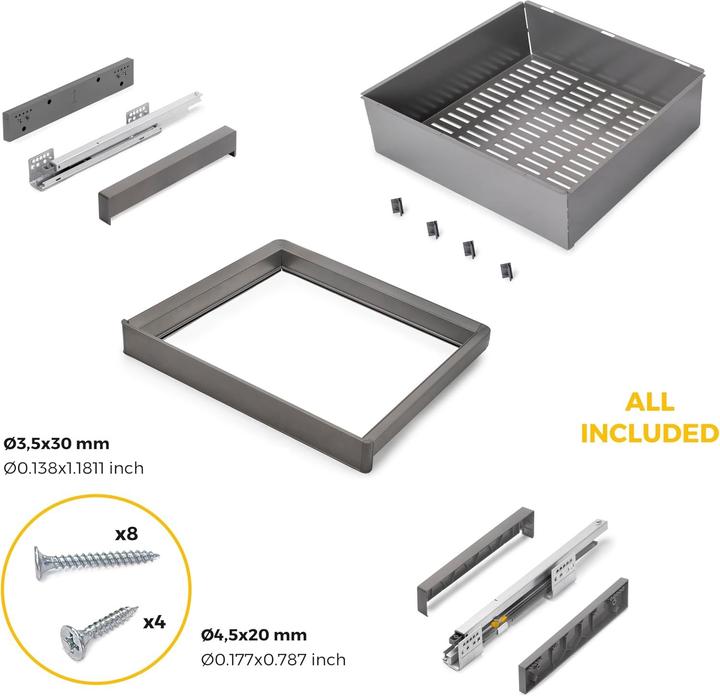 Actual product image Emuca Quartz Drawer and Adjustable Frame Kit