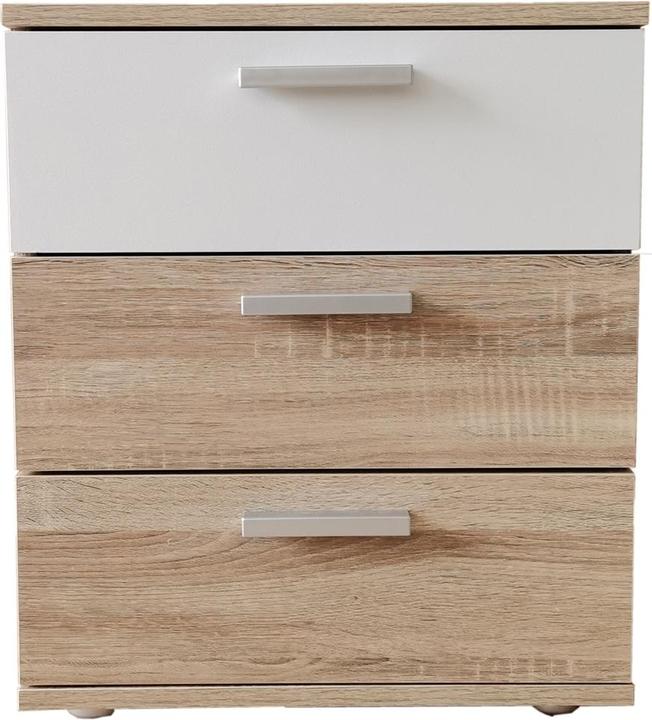 Produktbild HTI-Living Nachtkommode 3 Schubladen Nina Sonoma Weiss (45 x 38 x 53 cm)