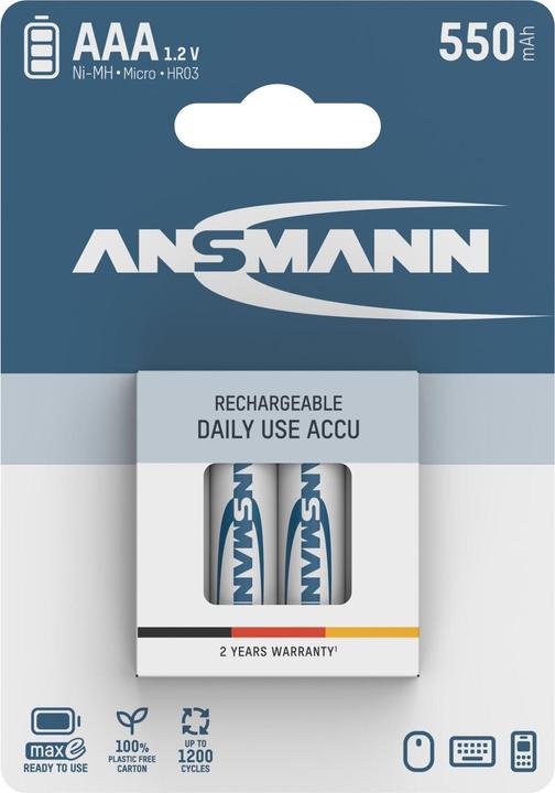 Produktbild Ansmann HR03 Micro 550 mAh (4 Stk., AAA, 550 mAh)