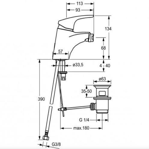Thumbnail - Hansa, Badarmatur, HANSAMIX Bidetbatterie, mit Ablaufgarnitur, Ausladung: 113 mm, 01063283