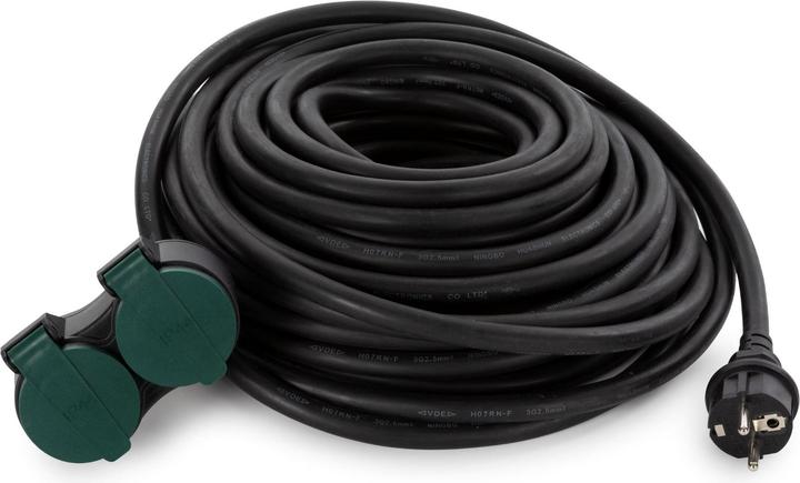 Actual product image Velleman Outdoor Extension Cord With 2 Outlets - Pin Earth - 20 m (20 m, CEE 7/5)
