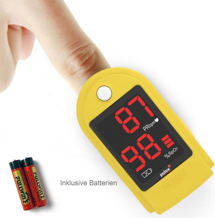 Actual product image Pulox Pulse oximeter PO-100 Solo in yellow