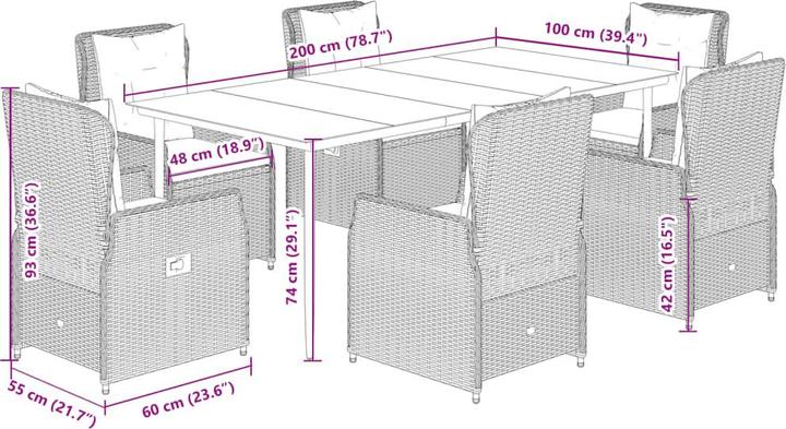 Produktbild vidaXL Garten Essgruppe (200 x 100 x 74 cm)