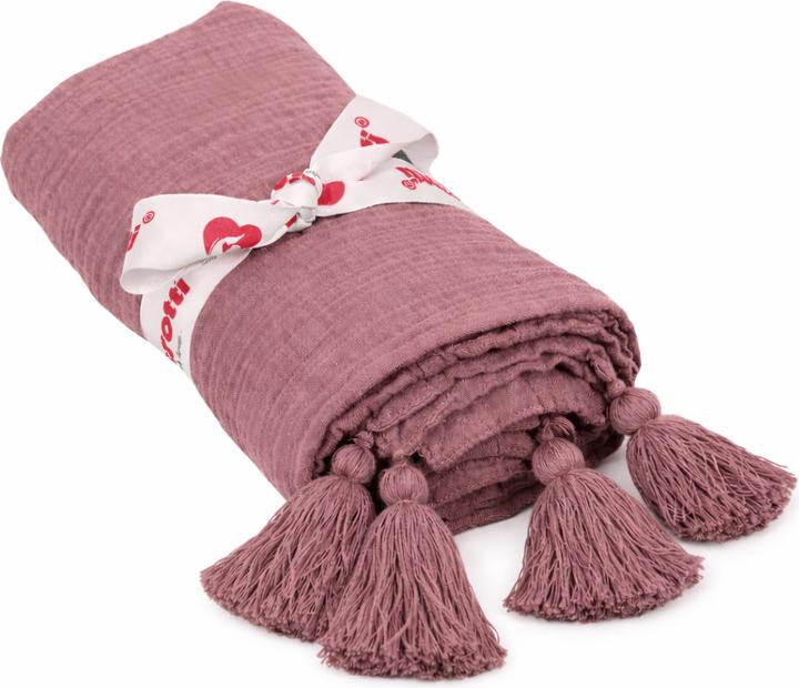 Actual product image Beberotti Orgaic Muslin Tasseled Throw Blanket (145 x 100 cm)