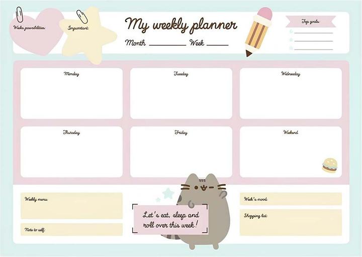 Actual product image Weekly note calendar Pusheen Block, 29.7 x 42 cm (A3)
