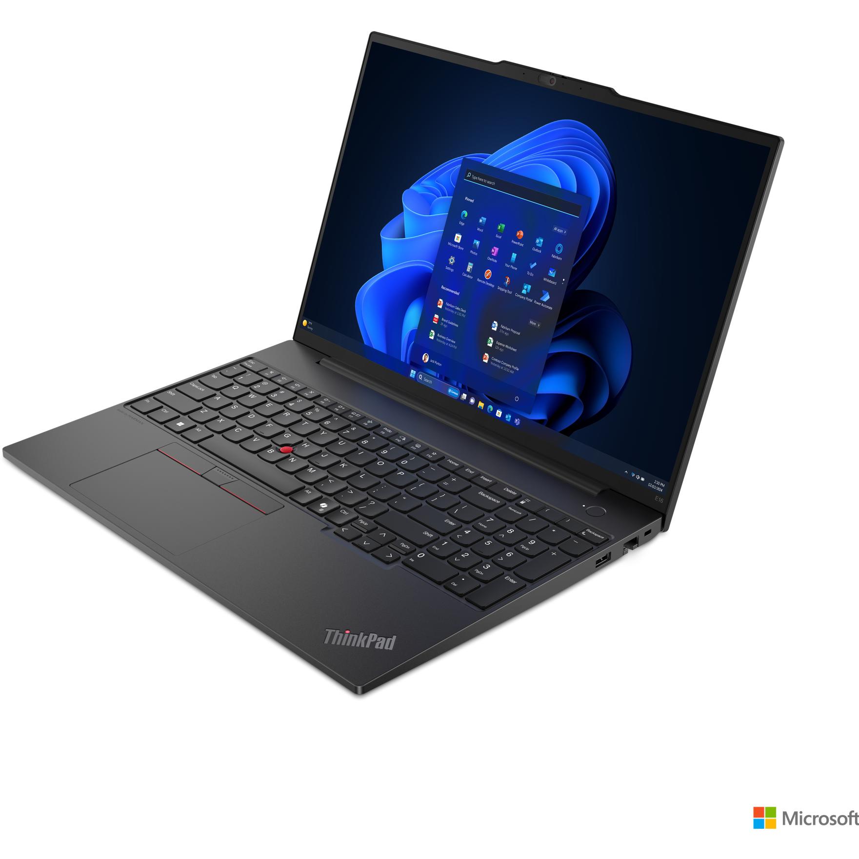 Thumbnail - Lenovo ThinkPad E16 Gen 2 (16", Intel Core Ultra 7 155H, 32 GB, 1000 GB, DE), Notebook, Schwarz