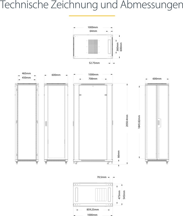 Produktbild StarTech Mount Your Server Or Networking Equipment In This 42u Server Cabinet - 42u Rack (42 HE, 19 Zoll Rack)